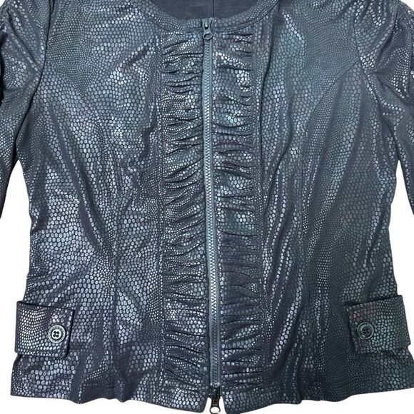 Clara SunWoo Liquid Leather Animal Print Jacket Black Women’s Medium - Picture 4 of 7